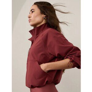 Athleta Dawn 1/2 Zip Popover in Dark Redwood Size Large NWT